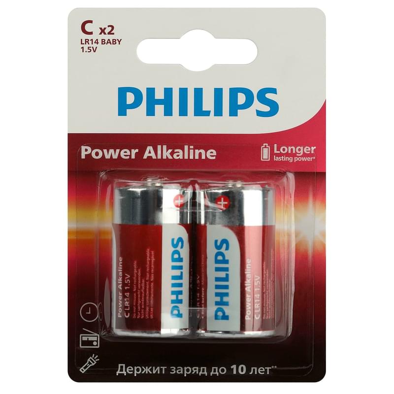 Philips Power C батареясы 2 дана LR14-2BL (4895229139381) - фото #0, Technodom.kz