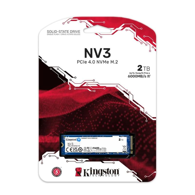 Внутренний SSD M.2 2280 2TB Kingston NV3 PCIe 4.0 x4 NVMe 3D TLC [SNV3S/2000G] - фото #2, Technodom.kz