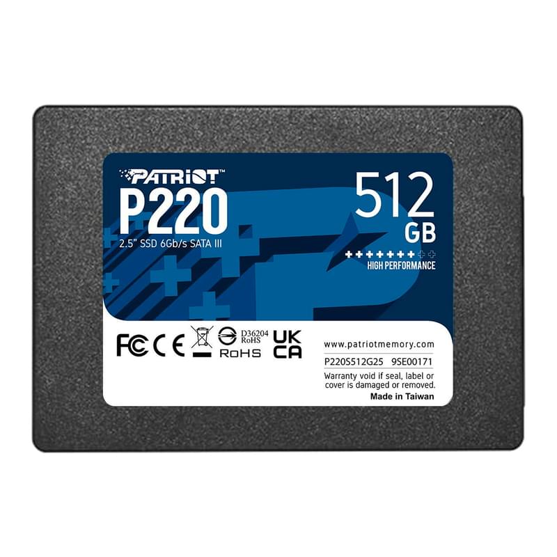Внутренний SSD 2.5" 7мм 512GB Patriot P220 SATA-III 3D TLC [P220S512G25] - фото #0, Technodom.kz