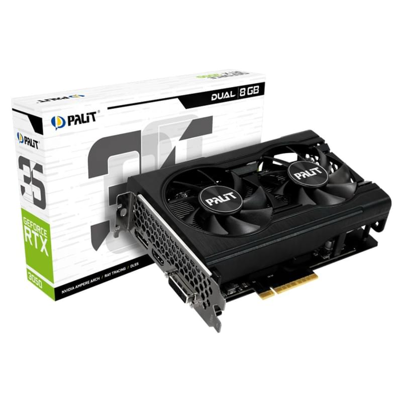 Видеокарта PALIT RTX3050  DUAL 8GB 128bit/G6 (HDMI+DP) [NE63050018P1-1070D] - фото #2, Technodom.kz