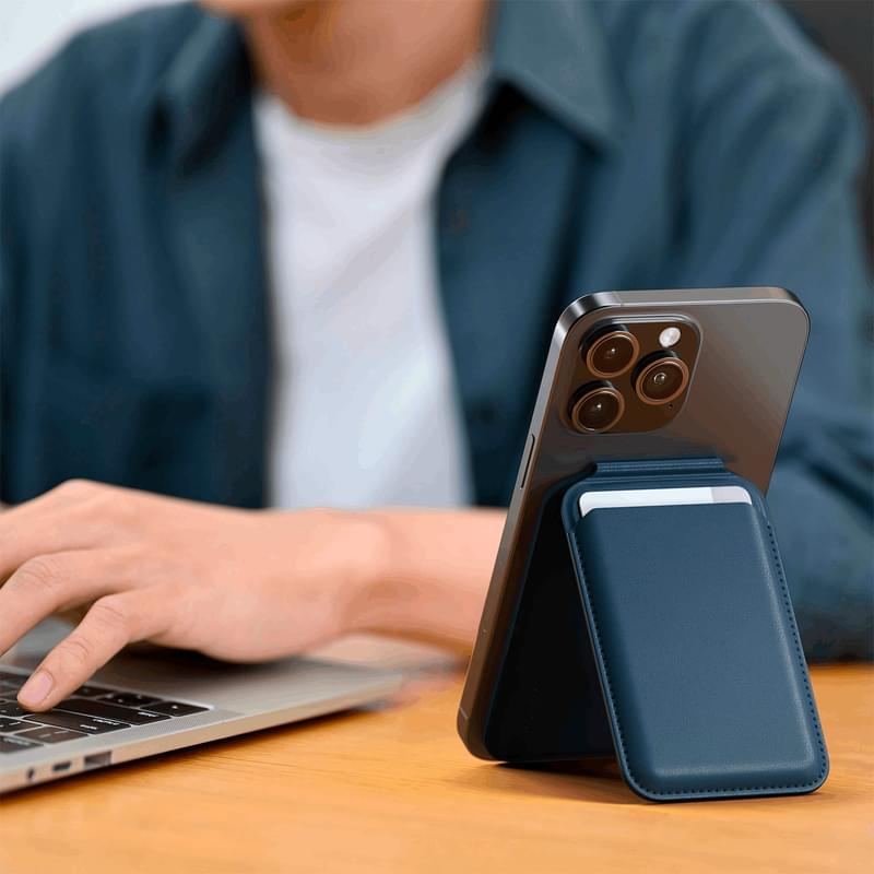 Чехол Satechi Vegan-Leather Magnetic Wallet Stand (Dark Blue) (ST-VLWB) - фото #4, Technodom.kz