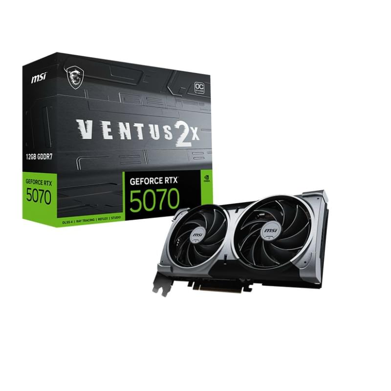 Видеокарта MSI RTX 5070 VENTUS 2X OC 12GB 192bit/G7 (HDMI+3DP)[RTX 5070 12G VENTUS 2X OC] - фото #0, Technodom.kz