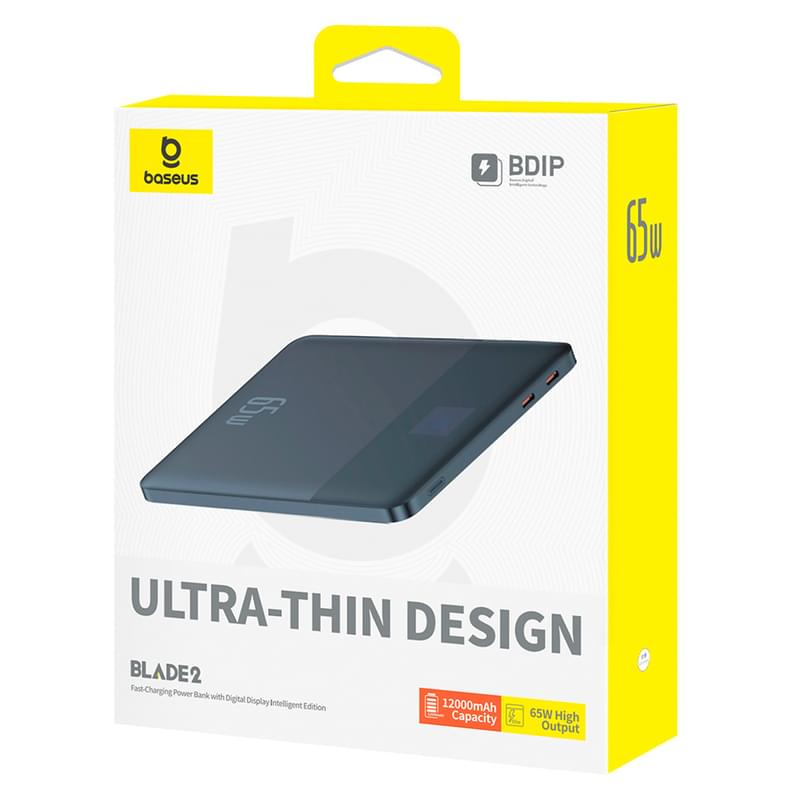 Внешний аккумулятор Baseus, Blade2 12000mAh 65W+каб, Black (BAS-P1006380132300) - фото #6, Technodom.kz
