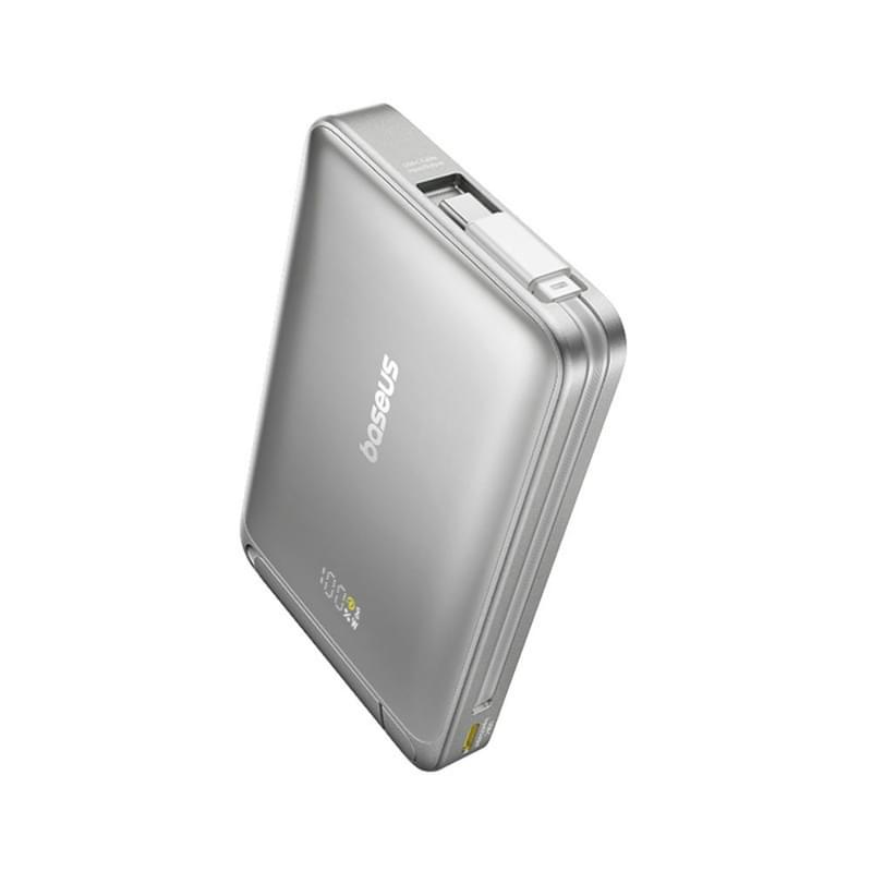 Внешний аккумулятор Baseus, Nomos Qi2 10000mAh 45W+вс.каб, Grey (BAS-P1007880084300) - фото #2, Technodom.kz