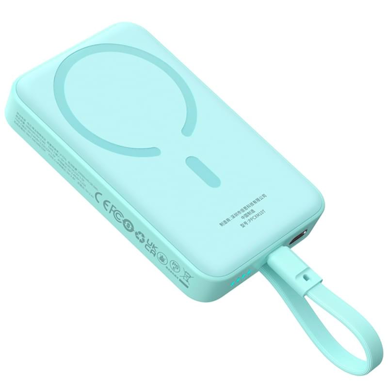 Внешний аккумулятор Baseus, Magnet.Mini USB-C 10000mAh 30W, Peppermint (BAS-P1002210B33300) - фото #3, Technodom.kz
