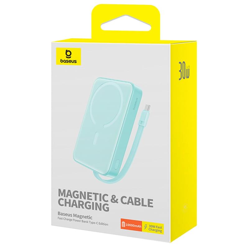 Внешний аккумулятор Baseus, Magnet.Mini USB-C 10000mAh 30W, Peppermint (BAS-P1002210B33300) - фото #6, Technodom.kz