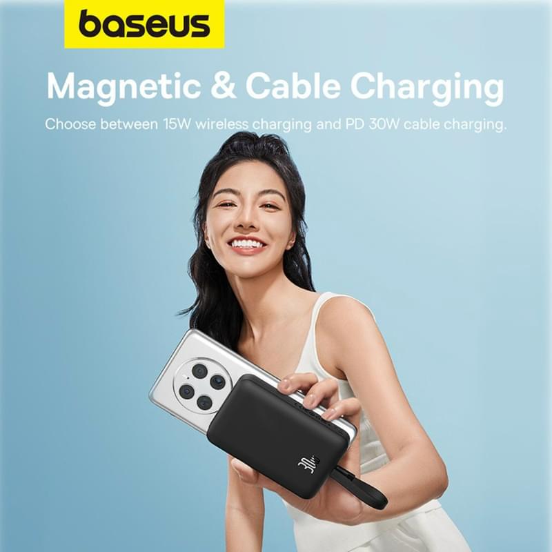 Внешний аккумулятор Baseus, Magnet.Mini USB-C 10000mAh 30W, Black (BAS-P1002210B11300) - фото #12, Technodom.kz
