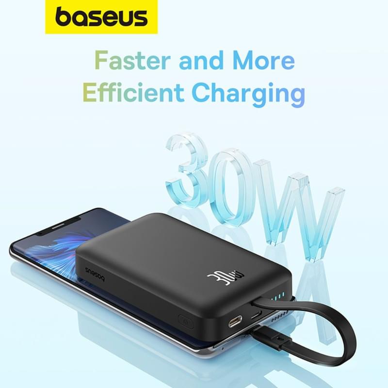 Внешний аккумулятор Baseus, Magnet.Mini USB-C 10000mAh 30W, Black (BAS-P1002210B11300) - фото #13, Technodom.kz
