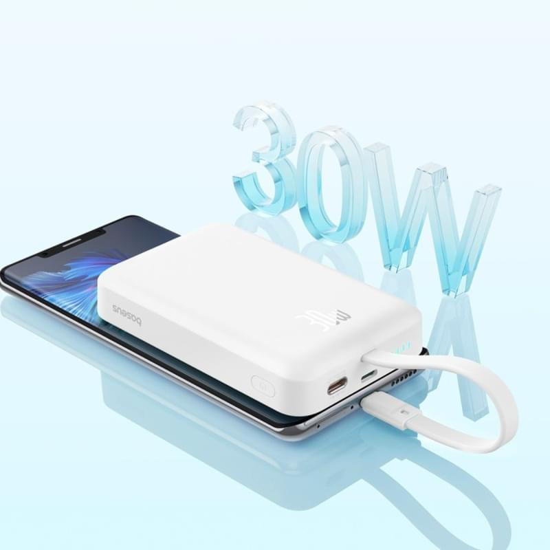 Внешний аккумулятор Baseus, Magnet.Mini USB-C 10000mAh 30W, White (BAS-P1002210B22300) - фото #1, Technodom.kz