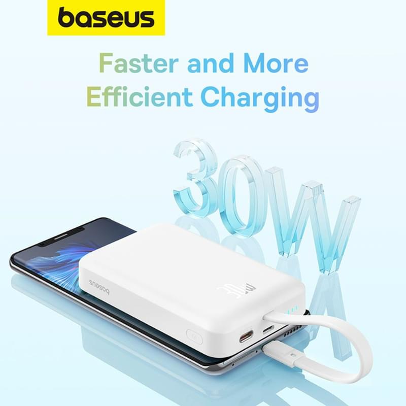 Внешний аккумулятор Baseus, Magnet.Mini USB-C 10000mAh 30W, White (BAS-P1002210B22300) - фото #5, Technodom.kz