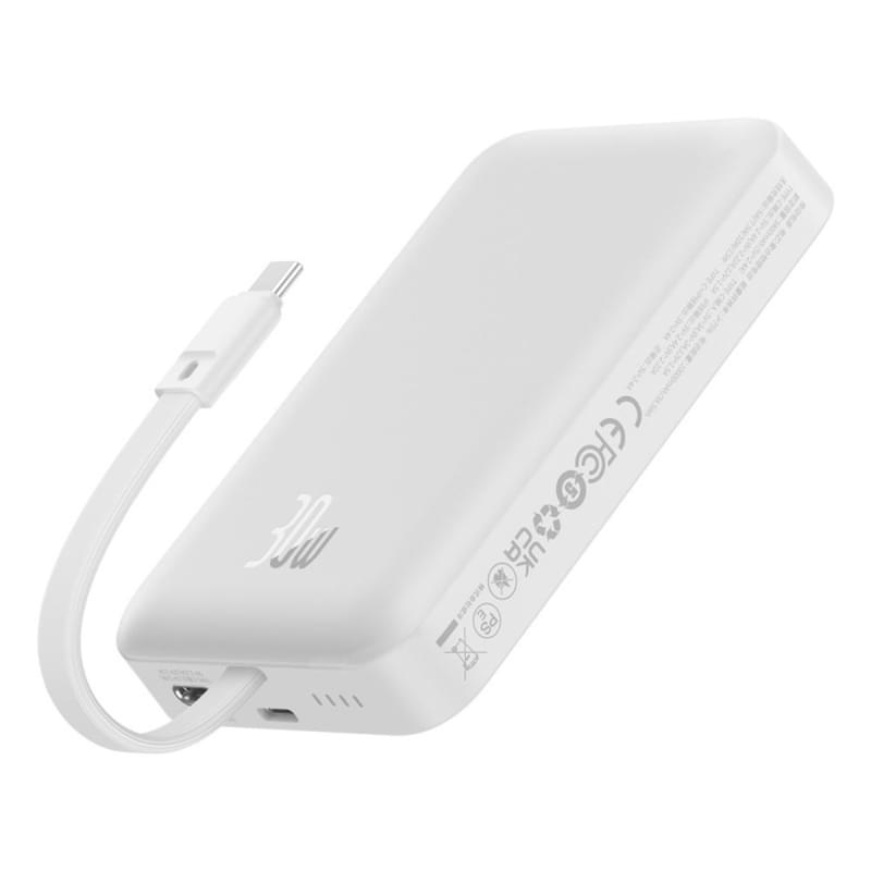 Внешний аккумулятор Baseus, Magnet.Mini USB-C 10000mAh 30W, White (BAS-P1002210B22300) - фото #13, Technodom.kz