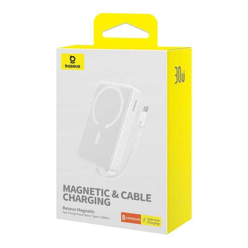 Внешний аккумулятор Baseus, Magnet.Mini USB-C 10000mAh 30W, White (BAS-P1002210B22300) - фото #14, Technodom.kz