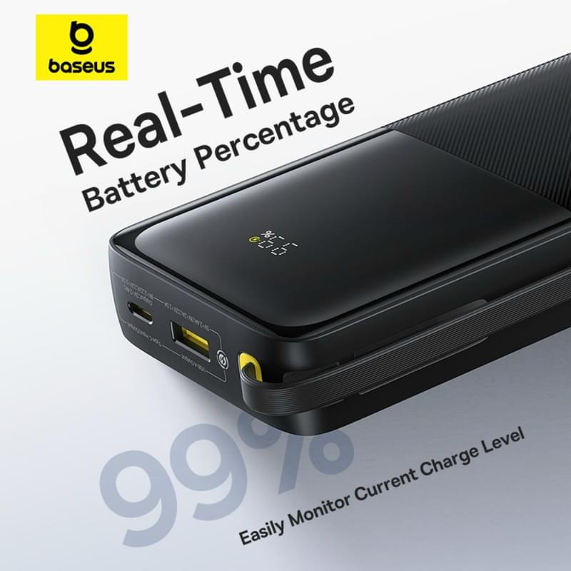 Внешний аккумулятор Baseus, Bipow2 DGT 20000mAh 20W+вст.каб, Black (BAS-P1007710111301) - фото #15, Technodom.kz