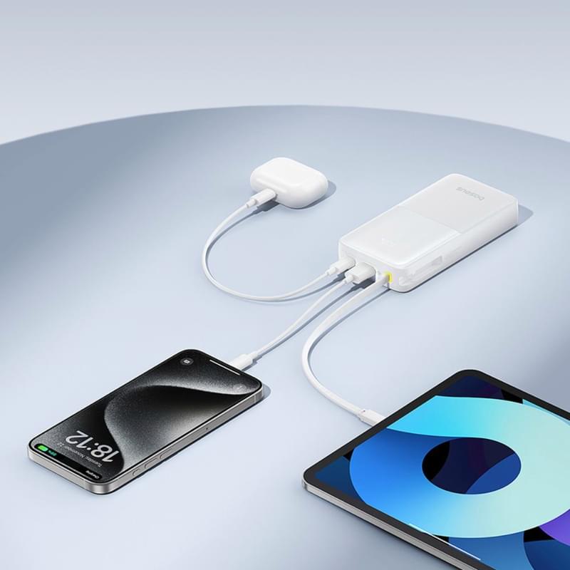 Внешний аккумулятор Baseus, Bipow2 DGT 20000mAh 20W+вст.каб., White (BAS-P1007710121301) - фото #9, Technodom.kz