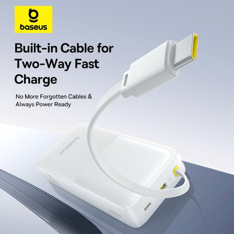 Внешний аккумулятор Baseus, Bipow2 DGT 20000mAh 20W+вст.каб., White (BAS-P1007710121301) - фото #11, Technodom.kz
