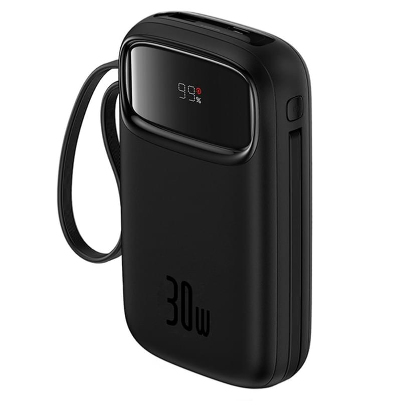 Внешний аккумулятор Baseus, QPow2 DGT 10000mAh+2 вс.каб 30W, Black (BAS-P1005500811300) - фото #1, Technodom.kz