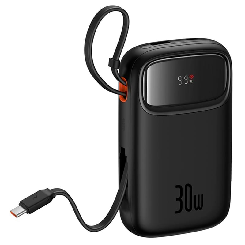 Внешний аккумулятор Baseus, QPow2 DGT 10000mAh+2 вс.каб 30W, Black (BAS-P1005500811300) - фото #2, Technodom.kz
