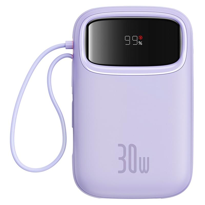 Внешний аккумулятор Baseus, QPow2 DGT 10000mAh+2 вс.каб 30W, Violet (BAS-P1005500851300) - фото #0, Technodom.kz
