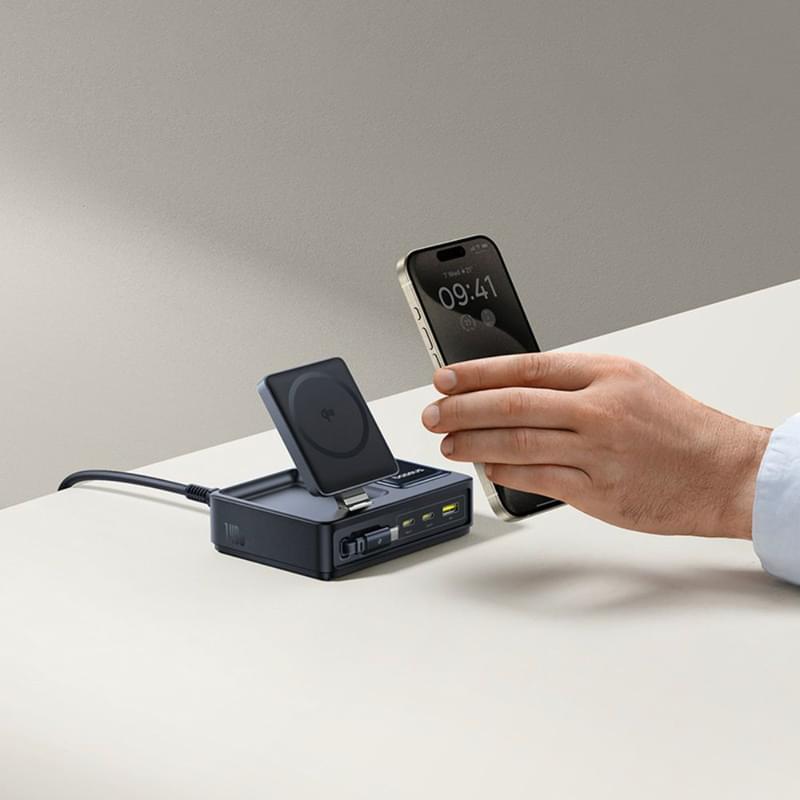 Адаптер питания Baseus, NOMOS USB-3C+A+Qi2 б/п 140W, Black (BAS-P1017090212300) - фото #9, Technodom.kz
