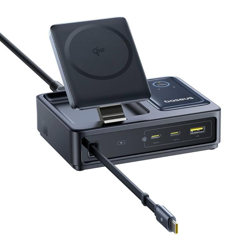 Адаптер питания Baseus, NOMOS USB-3C+A+Qi2 б/п 140W, Black (BAS-P1017090212300) - фото #5, Technodom.kz