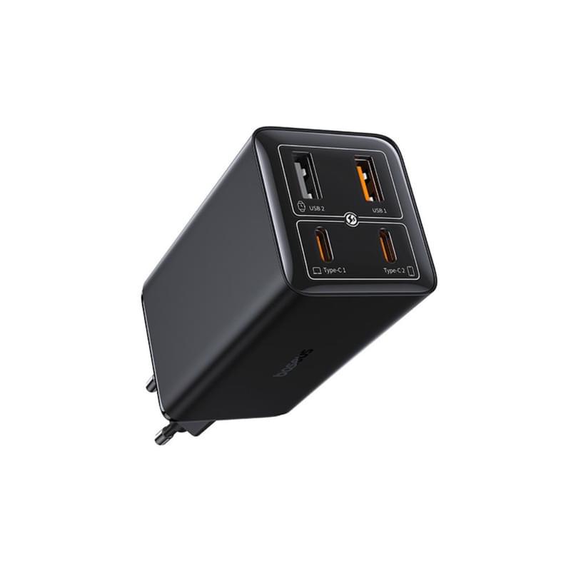 Адаптер питания Baseus, GaN6 USB-C*2+A*2 100W с каб, Black (BAS-P1016270511200) - фото #3, Technodom.kz