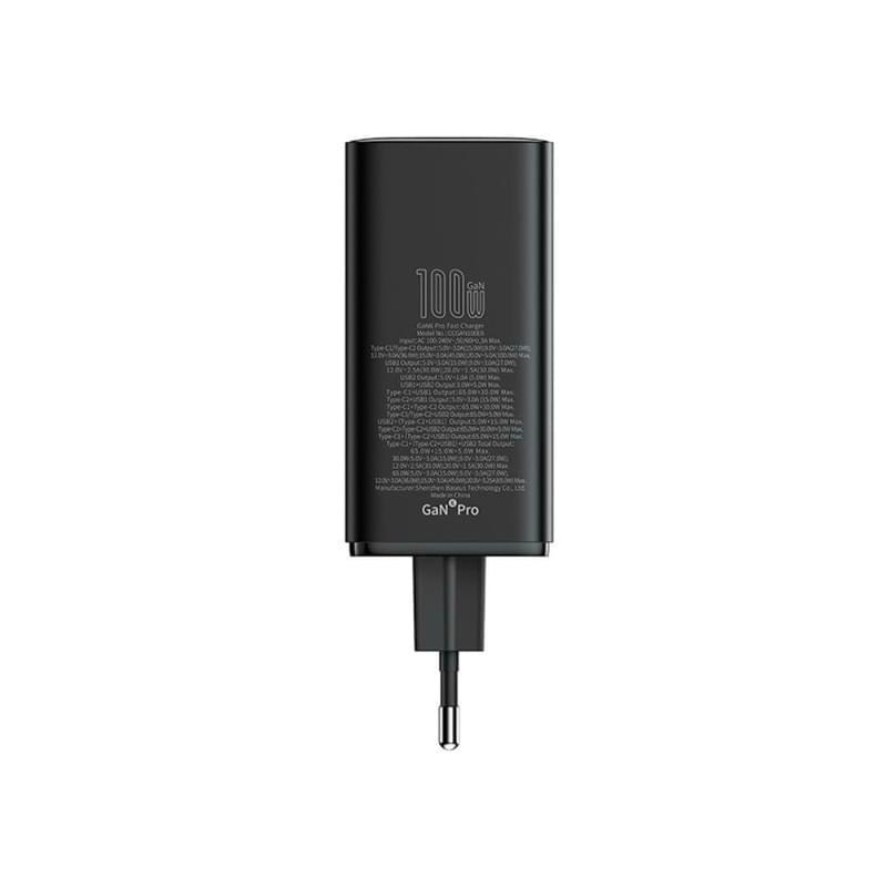 Адаптер питания Baseus, GaN6 USB-C*2+A*2 100W с каб, Black (BAS-P1016270511200) - фото #6, Technodom.kz