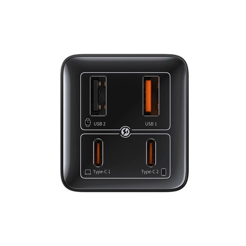 Адаптер питания Baseus, GaN6 USB-C*2+A*2 100W с каб, Black (BAS-P1016270511200) - фото #8, Technodom.kz