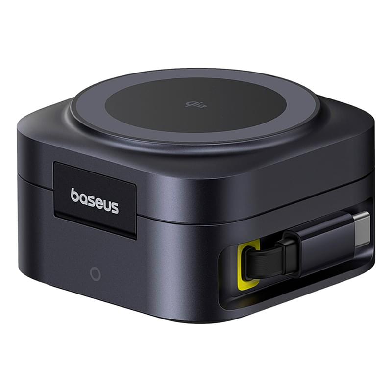 Адаптер питания Baseus, PicoGo 2в1 Qi2 б/п 67W+каб, Black (BAS-P1027680012300) - фото #0, Technodom.kz