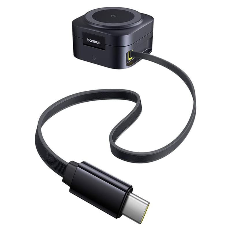 Адаптер питания Baseus, PicoGo 2в1 Qi2 б/п 67W+каб, Black (BAS-P1027680012300) - фото #4, Technodom.kz