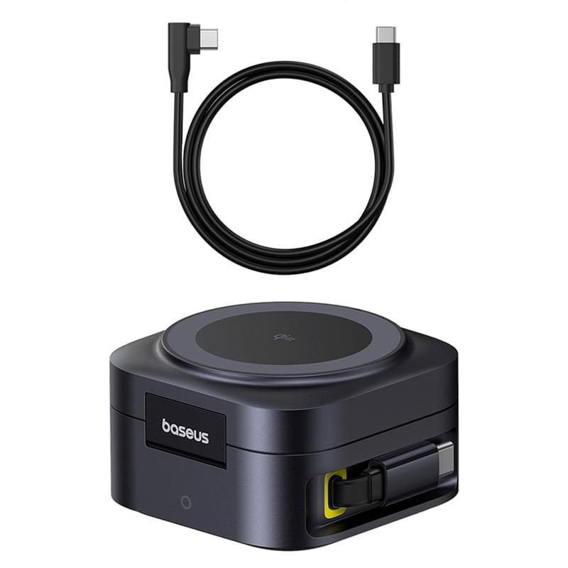 Адаптер питания Baseus, PicoGo 2в1 Qi2 б/п 67W+каб, Black (BAS-P1027680012300) - фото #6, Technodom.kz