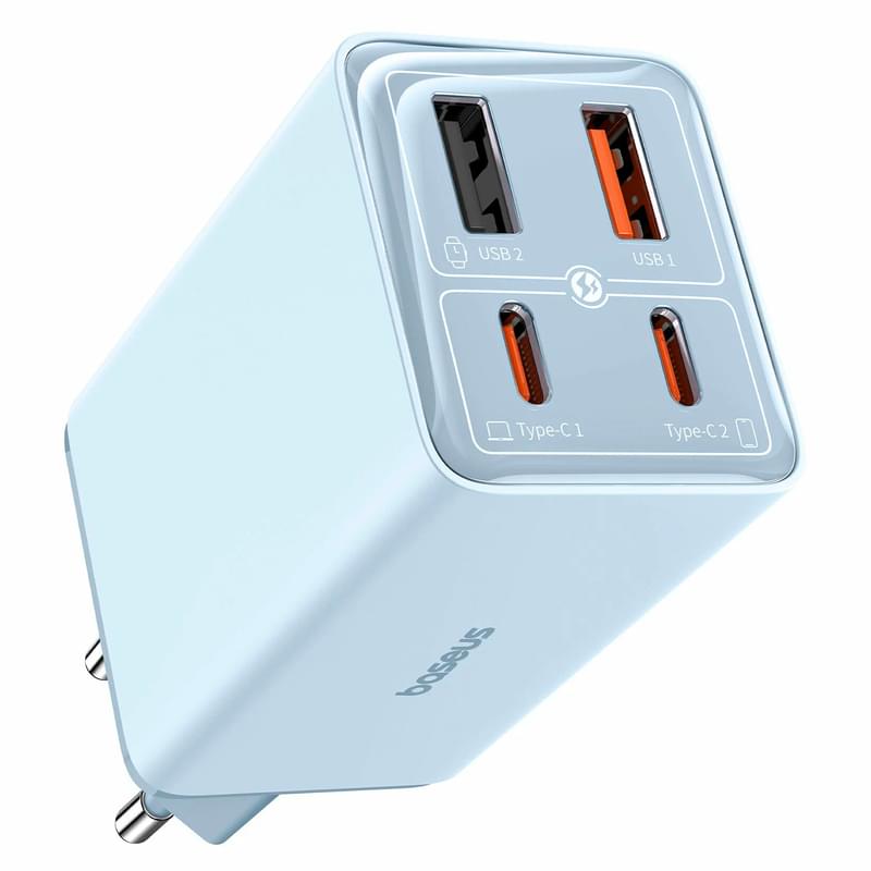 Адаптер питания Baseus, GaN6 Pro USB-2C+2A 65W с каб, Blue (BAS-P1016270131300) - фото #0, Technodom.kz