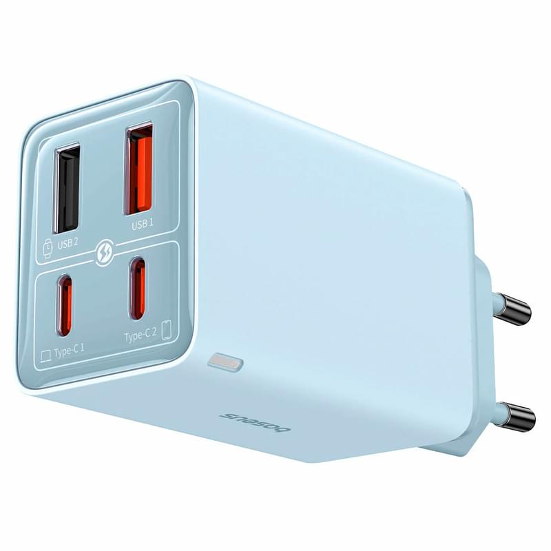 Адаптер питания Baseus, GaN6 Pro USB-2C+2A 65W с каб, Blue (BAS-P1016270131300) - фото #1, Technodom.kz