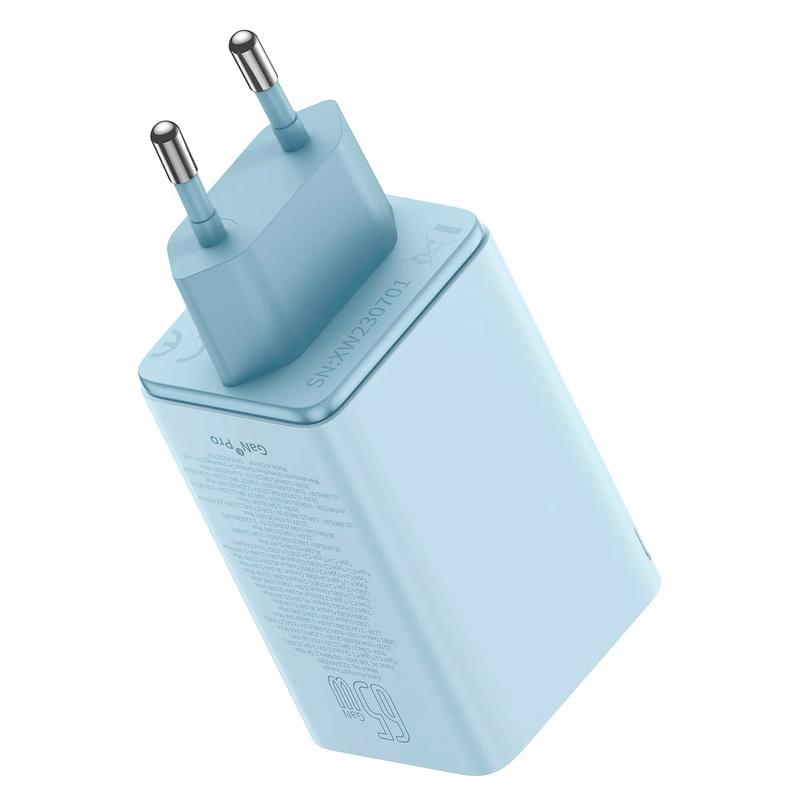 Адаптер питания Baseus, GaN6 Pro USB-2C+2A 65W с каб, Blue (BAS-P1016270131300) - фото #3, Technodom.kz