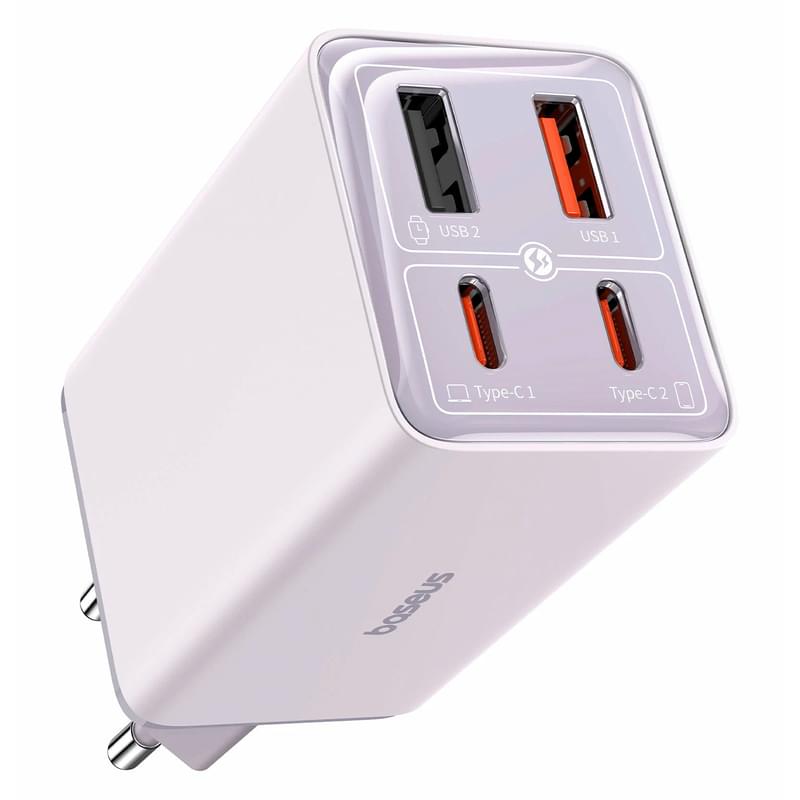 Адаптер питания Baseus, GaN6 Pro USB-2C+2A 65W с каб, Violet (BAS-P1016270153300) - фото #0, Technodom.kz