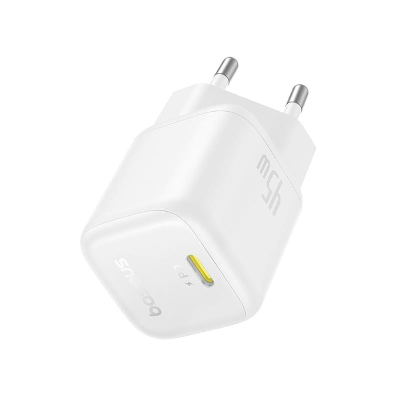 Адаптер питания Baseus, PicoGo GaN USB-C 45W, White (BAS-P1017680021300) - фото #1, Technodom.kz