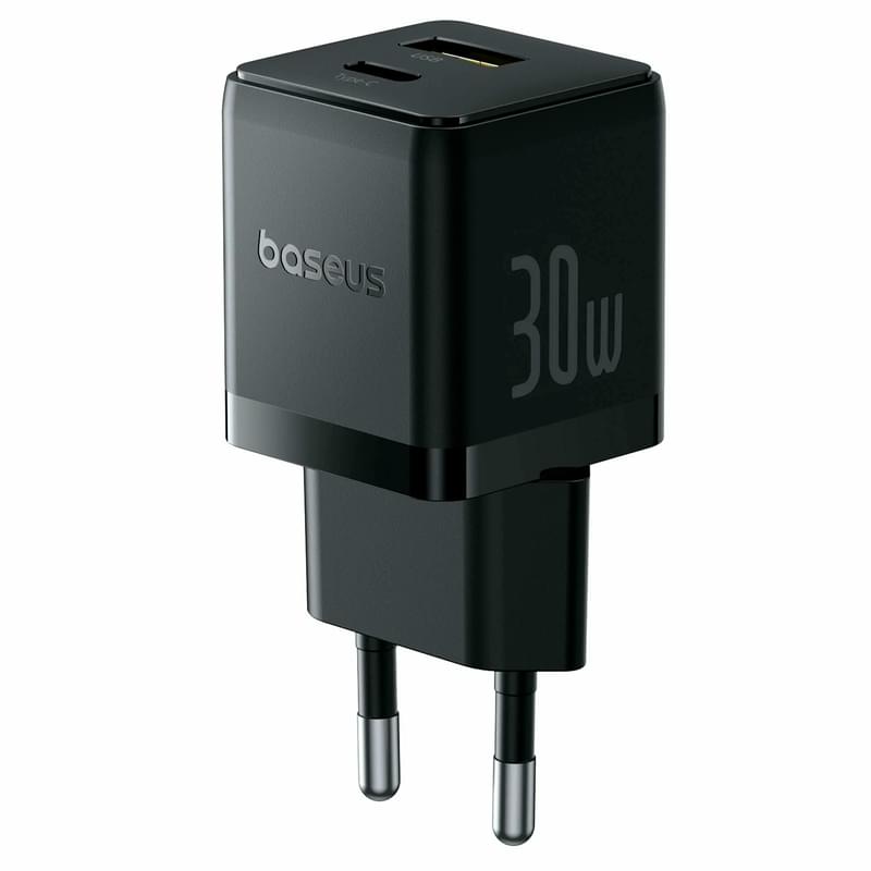 Адаптер питания Baseus, Palm USB-C+A 30W с каб, Black (BAS-P1011160A11301) - фото #1, Technodom.kz