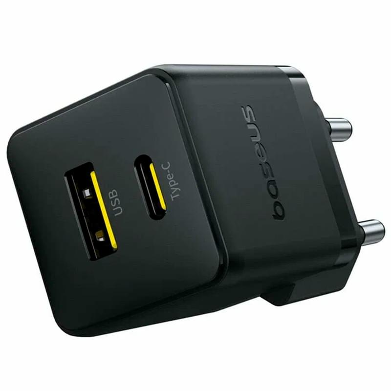 Адаптер питания Baseus, Palm USB-C+A 30W с каб, Black (BAS-P1011160A11301) - фото #4, Technodom.kz