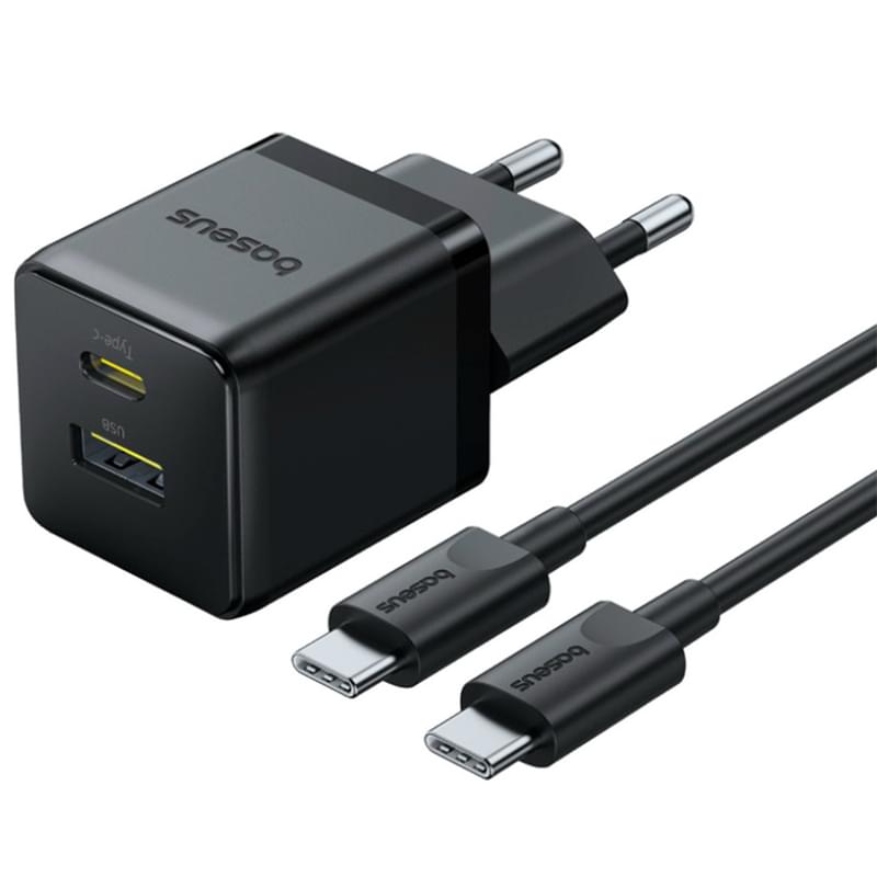 Адаптер питания Baseus, Palm USB-C+A 30W с каб, Black (BAS-P1011160A11301) - фото #5, Technodom.kz