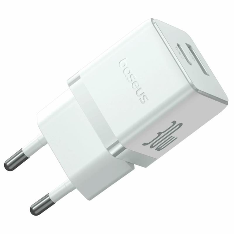 Адаптер питания Baseus, Palm USB-C+A 30W с каб, White (BAS-P1011160A21301) - фото #0, Technodom.kz