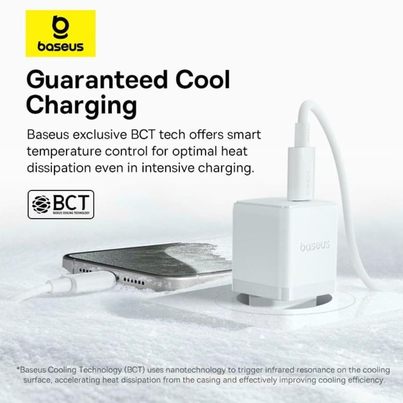 Адаптер питания Baseus, Palm USB-C 30W с каб, White (BAS-P1011160521301) - фото #13, Technodom.kz
