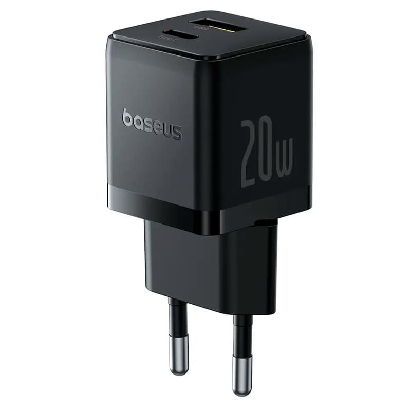Адаптер питания Baseus, Palm USB-C+A 20W с каб, Black (BAS-P1011160811301) - фото #1, Technodom.kz