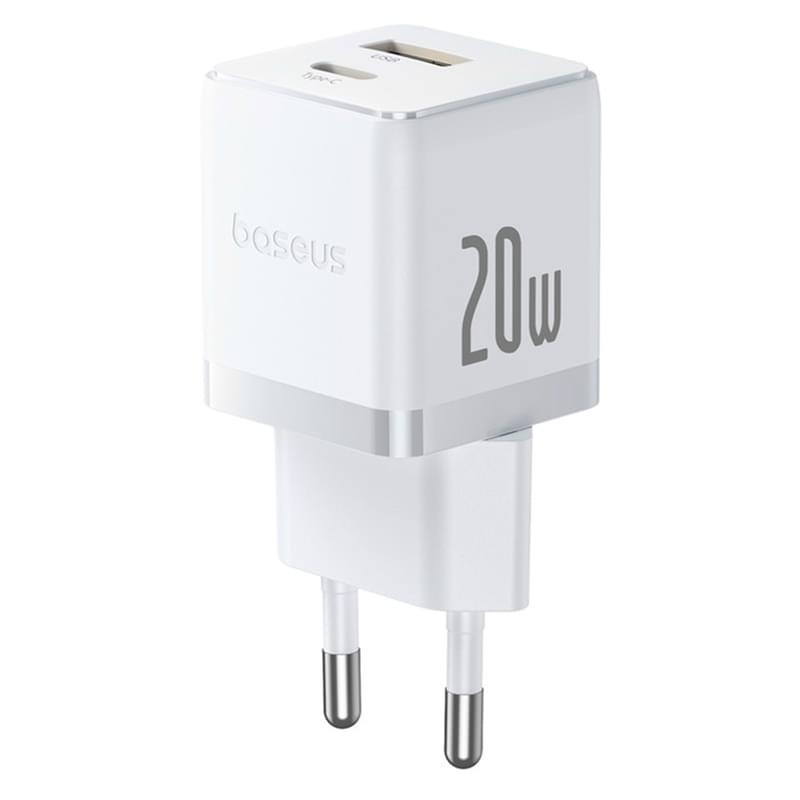 Адаптер питания Baseus, Palm USB-C+A 20W с каб, White (BAS-P1011160821301) - фото #1, Technodom.kz