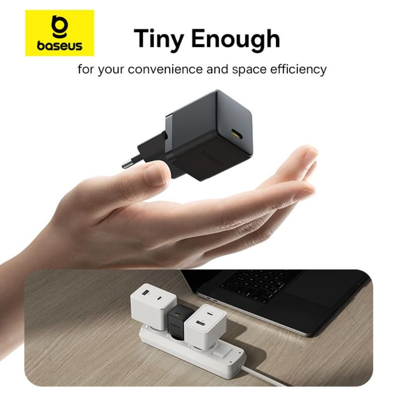 Адаптер питания Baseus, Palm USB-C 20W с каб, Black (BAS-P1011160211301) - фото #12, Technodom.kz