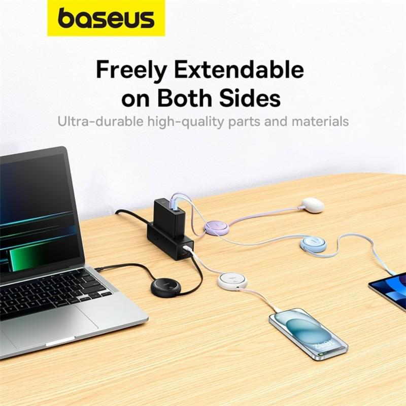 Кабель Baseus, USB-C->C F2D 100W retr.1m, Black (BAS-P1036450011100) - фото #12, Technodom.kz