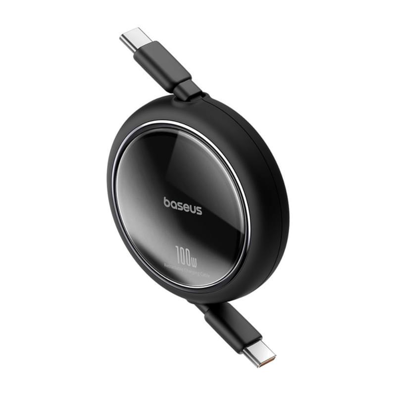 Кабель Baseus, USB-C->C F2D 100W retr.1m, Black (BAS-P1036450011100) - фото #1, Technodom.kz
