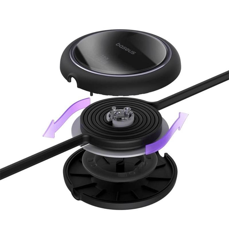 Кабель Baseus, USB-C->C F2D 100W retr.1m, Black (BAS-P1036450011100) - фото #3, Technodom.kz