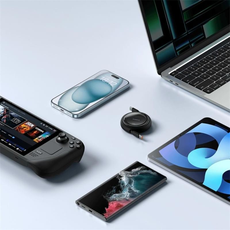 Кабель Baseus, USB-C->C F2D 100W retr.1m, Black (BAS-P1036450011100) - фото #6, Technodom.kz