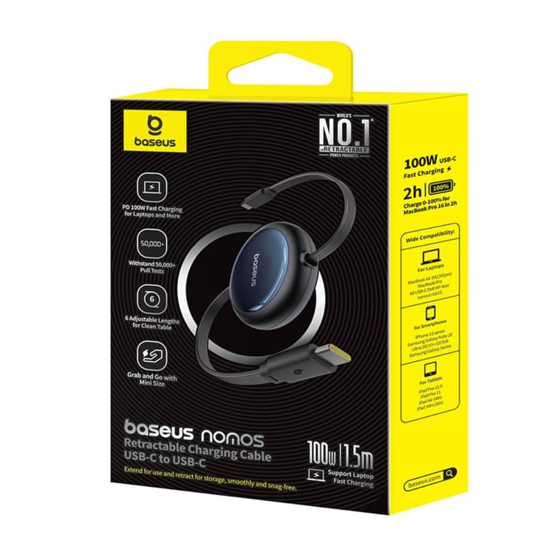 Кабель Baseus, USB-C->C NS 100W 1.5m, Black (BAS-P1037090012300) - фото #7, Technodom.kz