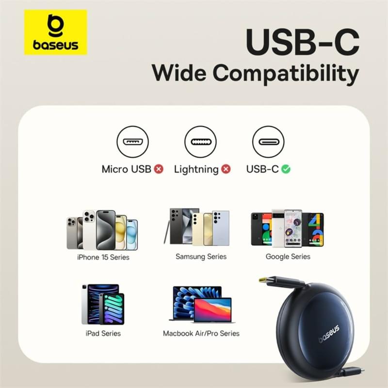 Кабель Baseus, USB-C->C NS 100W 1.5m, Black (BAS-P1037090012300) - фото #16, Technodom.kz