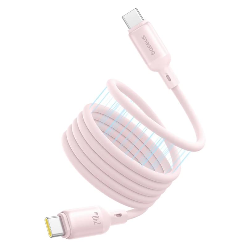 Кабель Baseus, USB-C->C PcG 240W 1m, Pink (BAS-P1037680041100) - фото #0, Technodom.kz